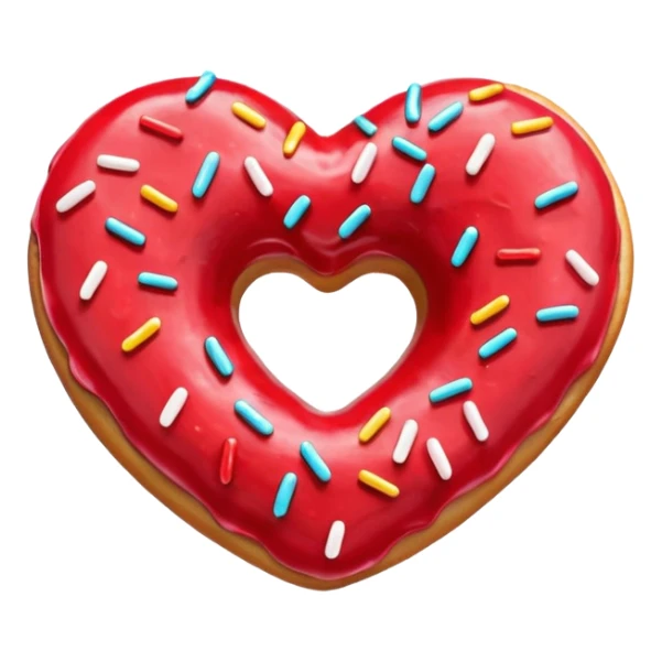 Realistic isolated heart shaped donut with red frosting. sticker