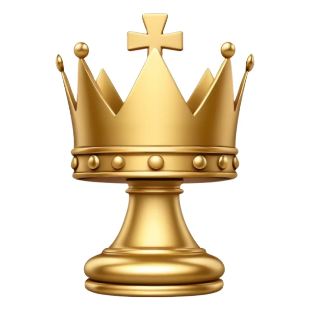 
chess king piece object, classic king crown with cross detail, 3D cartoon, glossy material, soft shadow, mobile game icon style, centered, clean background, no text, no watermark
 sticker