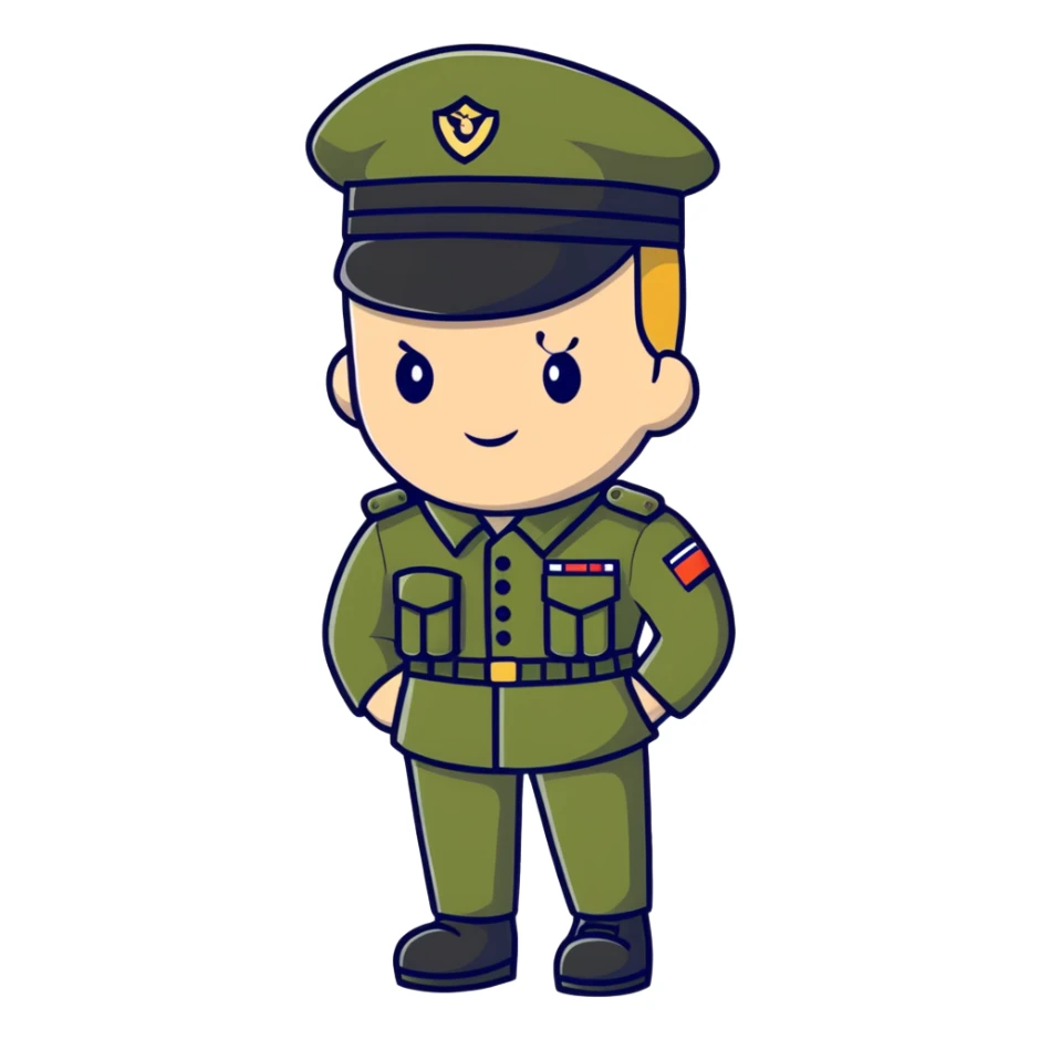 rear view of military personnel wearing a cap or hat sticker