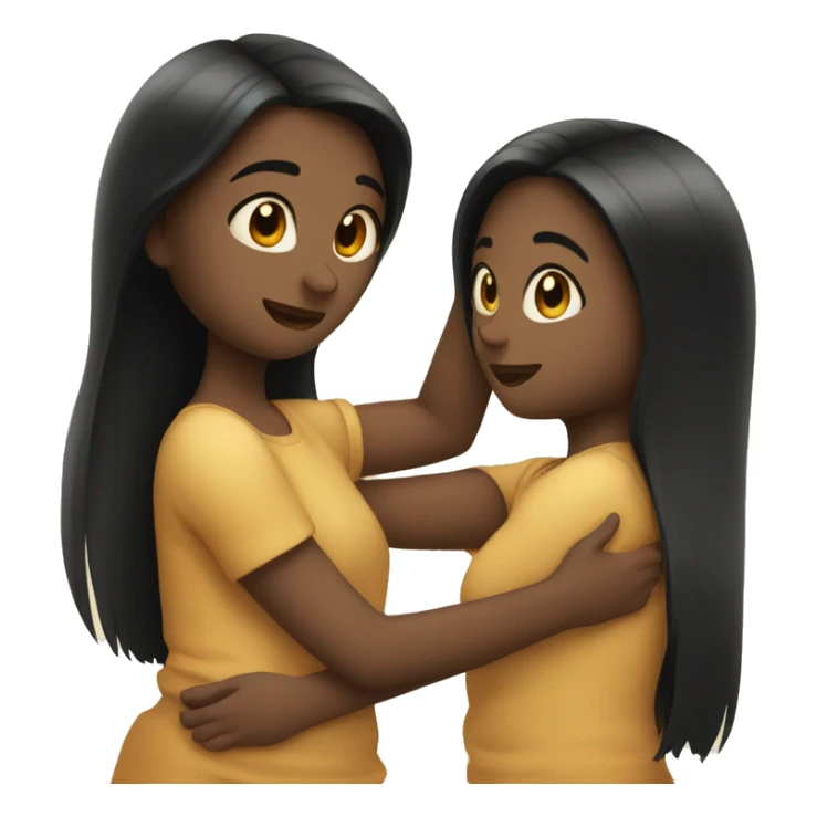 Girls hugging affectionately? They both have long black hair sticker
