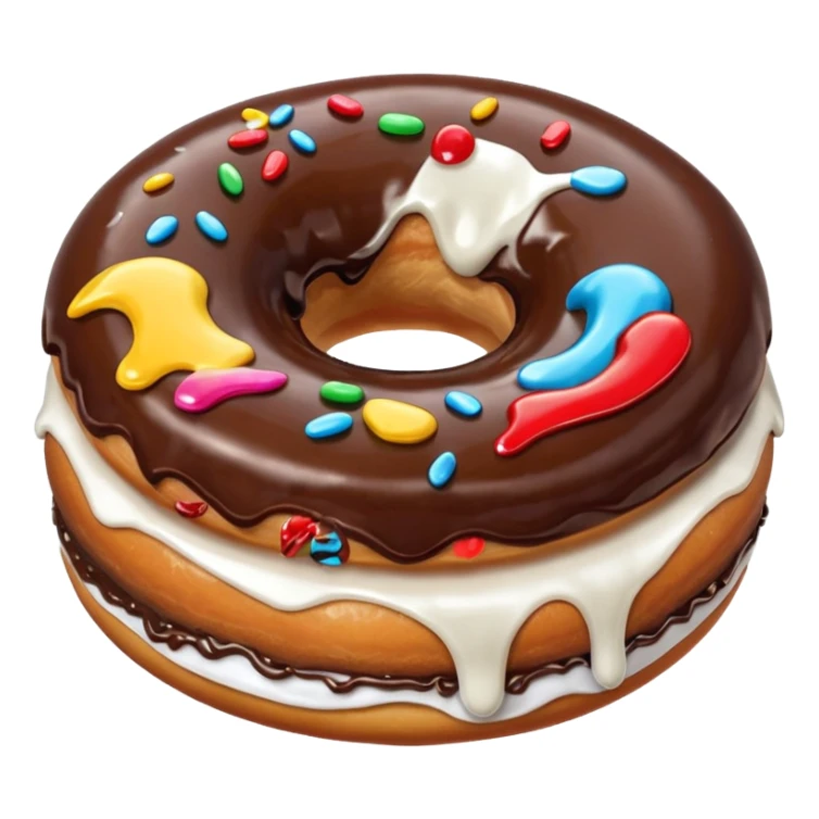 Chocolate donut with white paint dripping  sticker