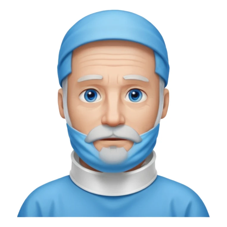 Older man with a full beard, a medical neck brace, and blue eyes. sticker