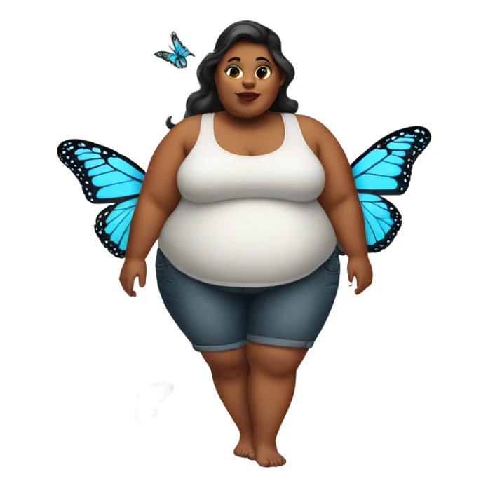 FAT girl with butterfly tattoo sticker