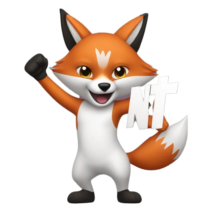 
The fox raises its arms and holds a sign saying "NT" sticker