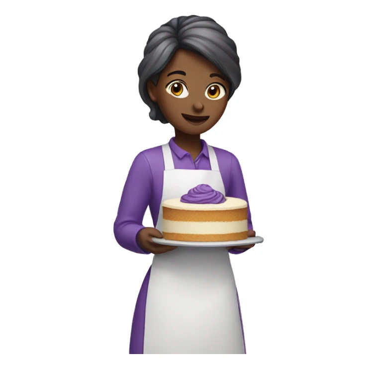 Girl wearing purple and baking cake sticker