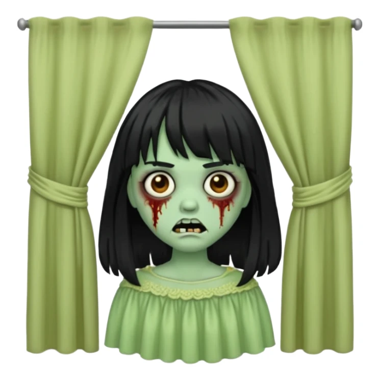 Faça uma zombie de cabelo longo preto com curtain bangs sticker