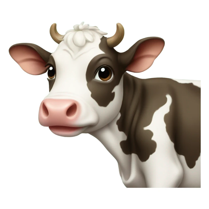 Baby cow with a Christmas tree sticker