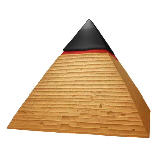 A red pyramid with a black long hat smiling with one glass on its left eye sticker
