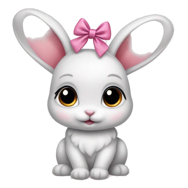 Baby bunny with coquette bow on ear sticker