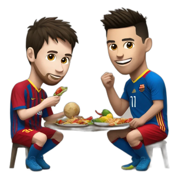 Messi and ronaldo eating a tajing  sticker