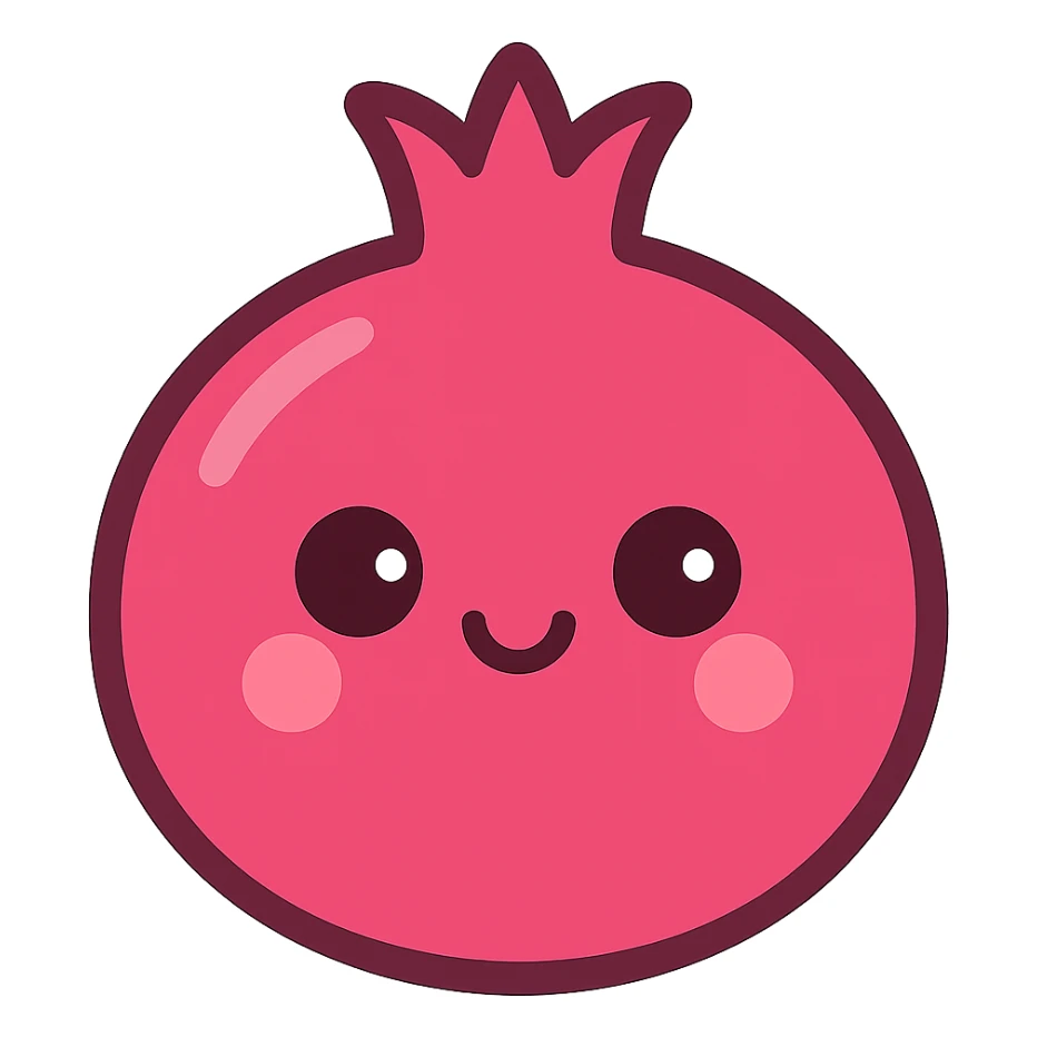 cartoon style pink pomegranate with cute face sticker