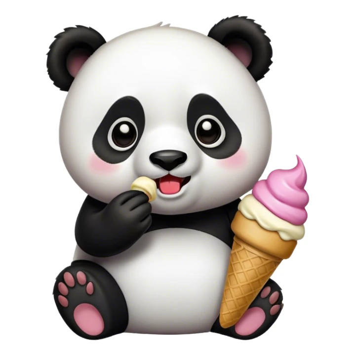Panda eating ice cream sticker