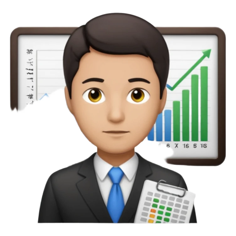 male dark short hair auditor with spreadsheet emoji sticker