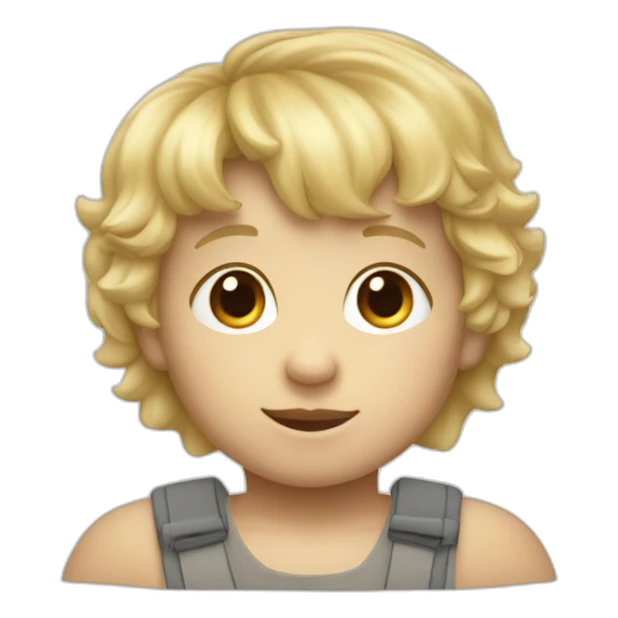 Toddler boy with short fringe and slightly curly blonde mullet hairstyle sticker
