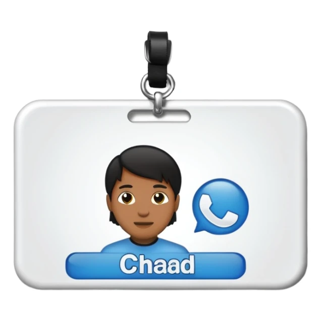 nametag with the words "chad yarde" sticker