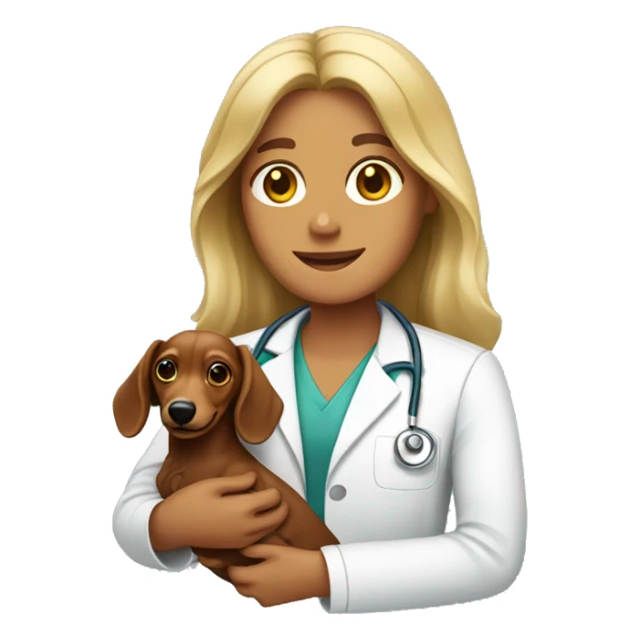Medical worker holding a longhaired dachshund sticker