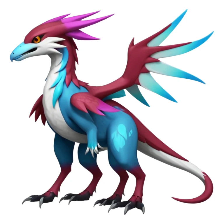 Colorful scaly flurry bioluminescent dark gloomy ghoulish spooky dull dusky translucent neon edgy cool dark edgy Latias-Sergal-Vernid-Lombax-Renamon-Zeraora-Bastet-Fakémon-hybrid-fusion-creature, full body sticker