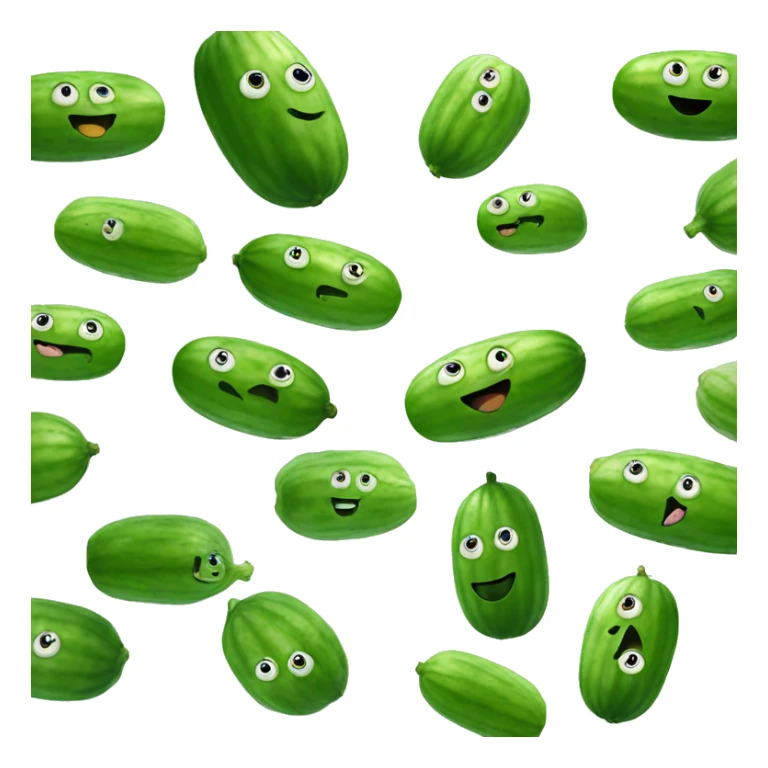 a cucumber with a smiley face and hands floating in the air sticker