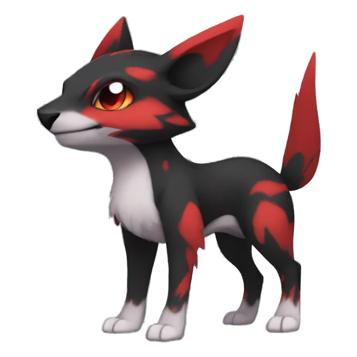 cute edgy black red animal hybrid Fakemon full body sticker