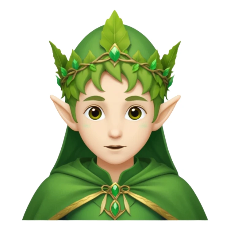 Forest Elf – elegant green-skinned elf with leaf crown and cloak sticker