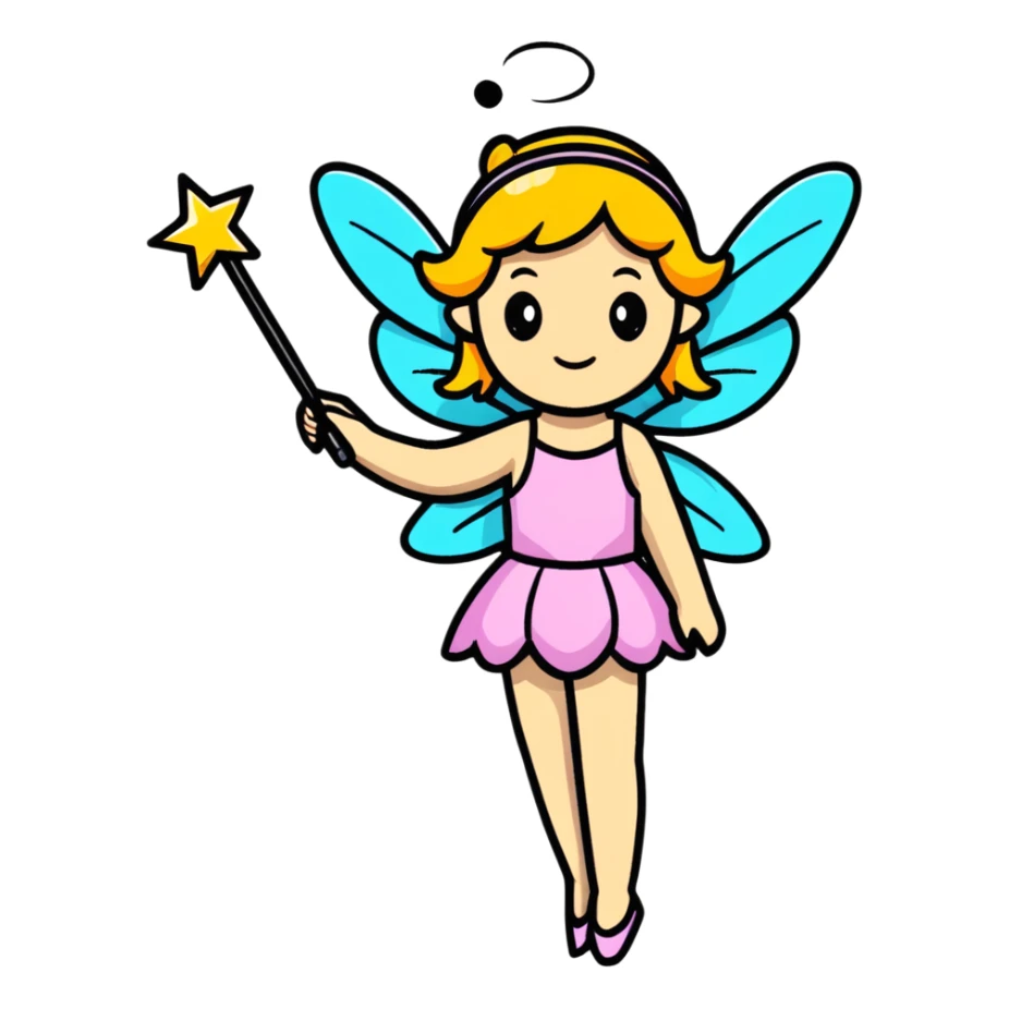 Fairy with sparkling wings and wand sticker