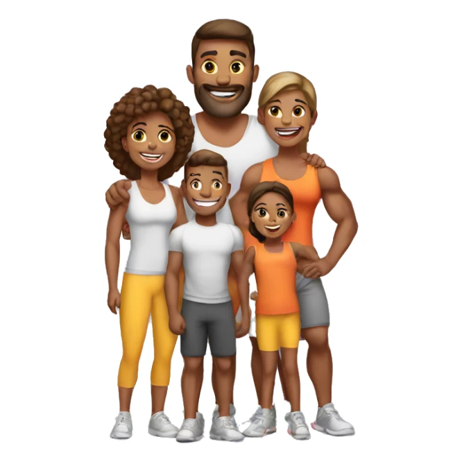 happy muscular family sticker