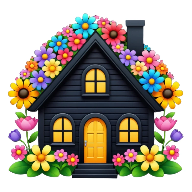 black house made of flowers sticker