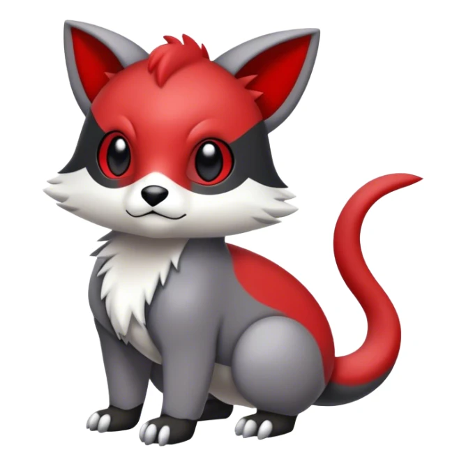 Cute cool black red white grey animal hybrid Fakemon full body sticker