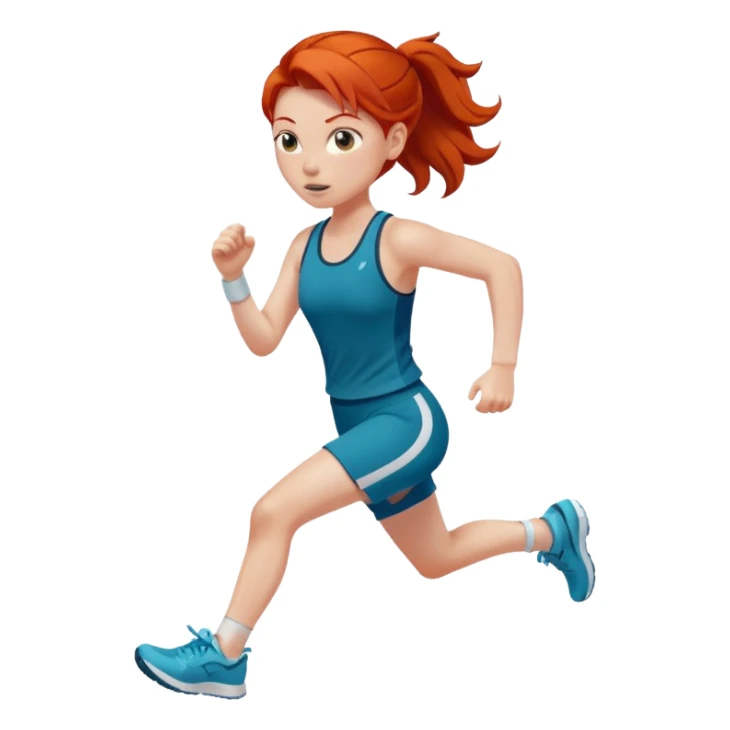 create a redhead girl dressed in a matching set running sticker