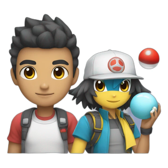 Pokemon trainer with a poke ball and noctali sticker