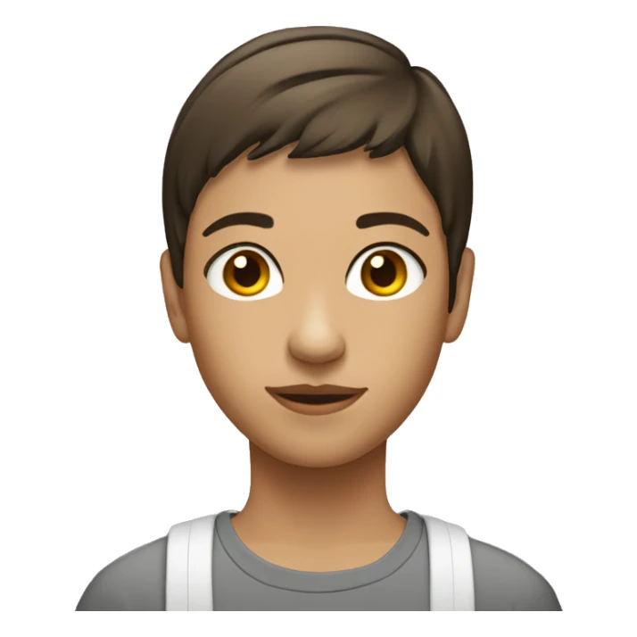 Teenager brunette whit short hair and straight sticker