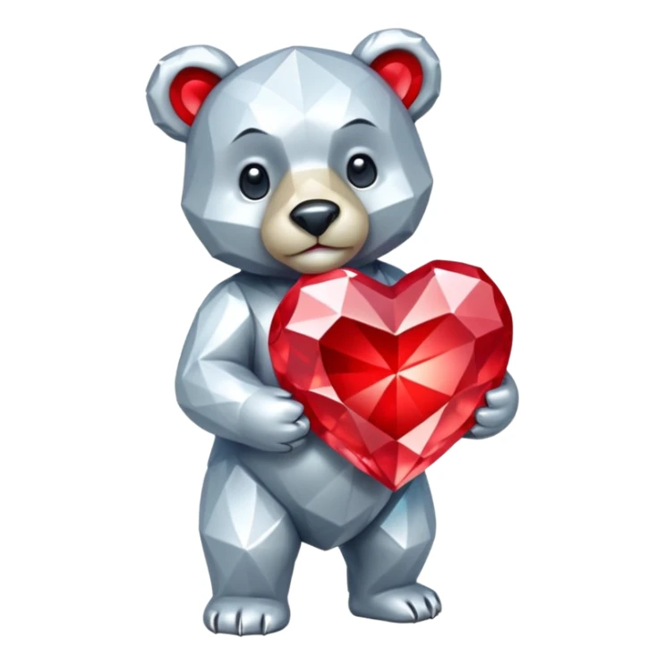 diamond bear with a red heart de cuerpo entero sticker
