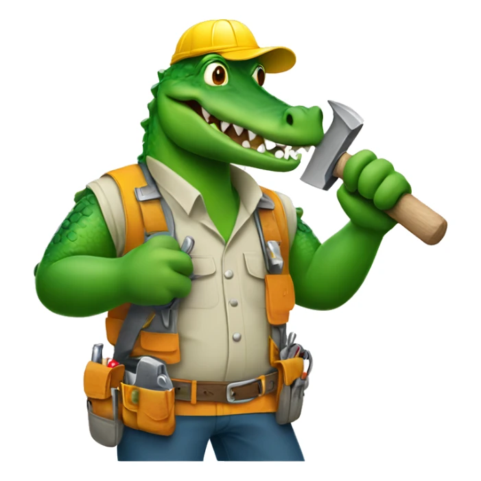 Tradie crocodile holding a hammer  sticker