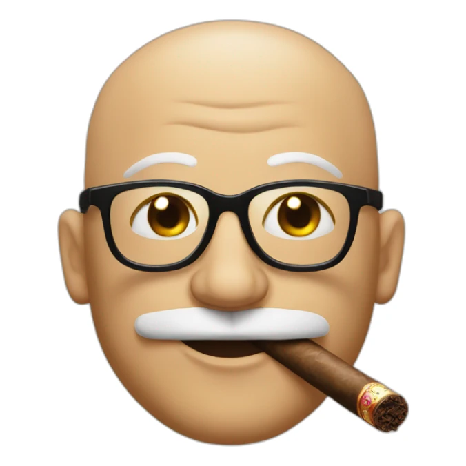bald man with sunglsses smoking a cigar sticker