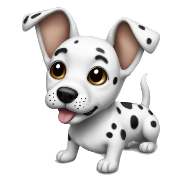 dog with large ears, black muzzle and black spots on a white body sticker