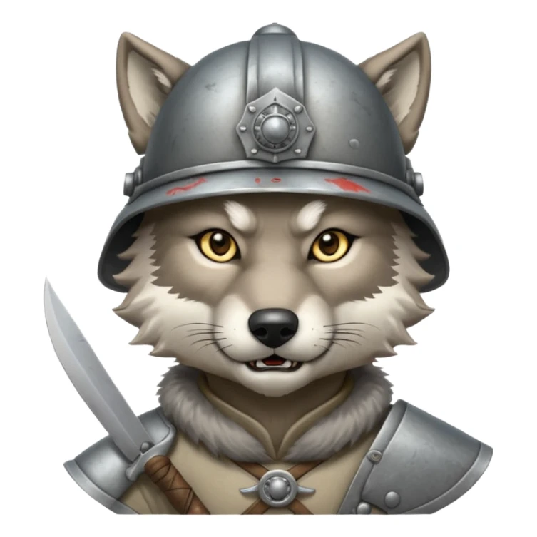 wolf face, mogolian ancient with small knife and steel helmet sticker