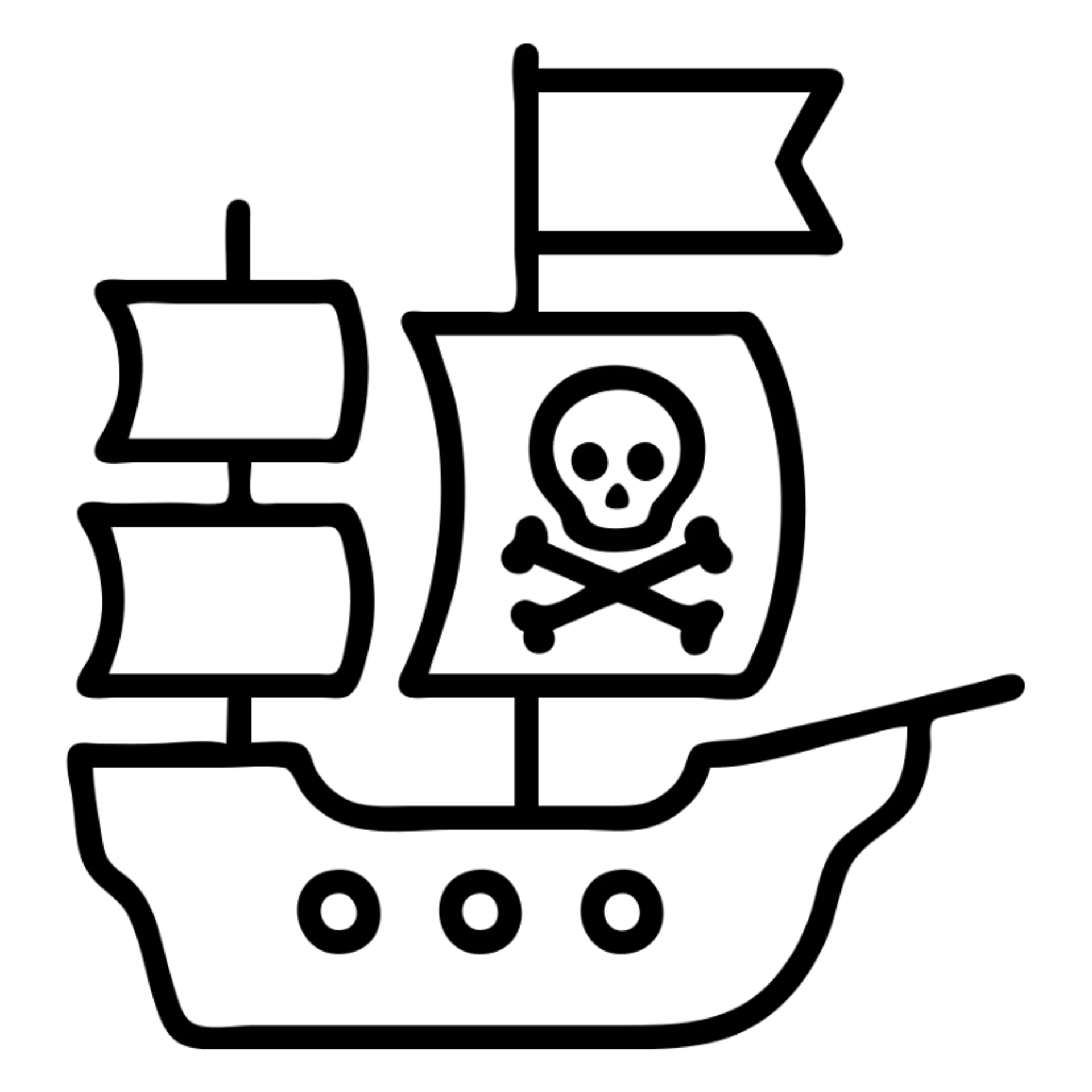 outlined pirate ship icon sticker