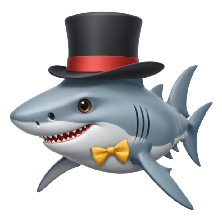Shark with a top hat sticker