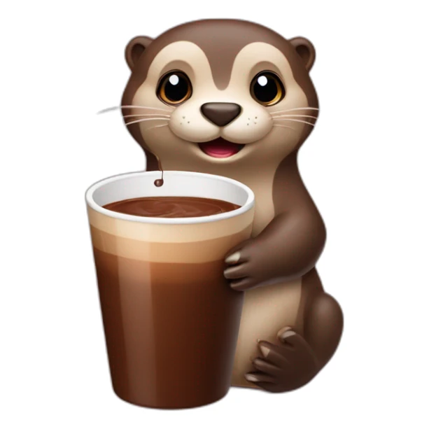 Loutre qui boit un chocolat chaut sticker