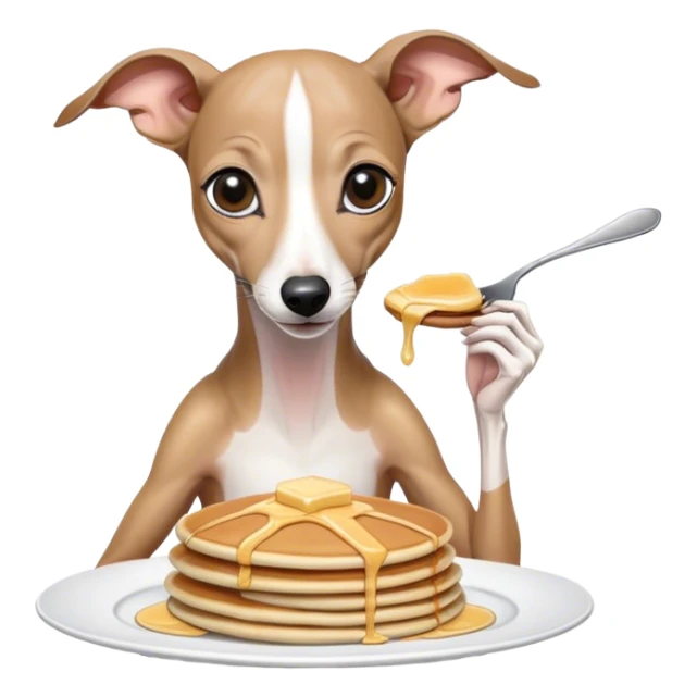 white italian greyhound eating pancakes sticker