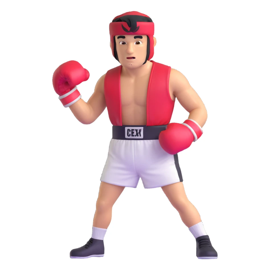 Boxer Rocky Balboa with boxing gloves and sweatband sticker