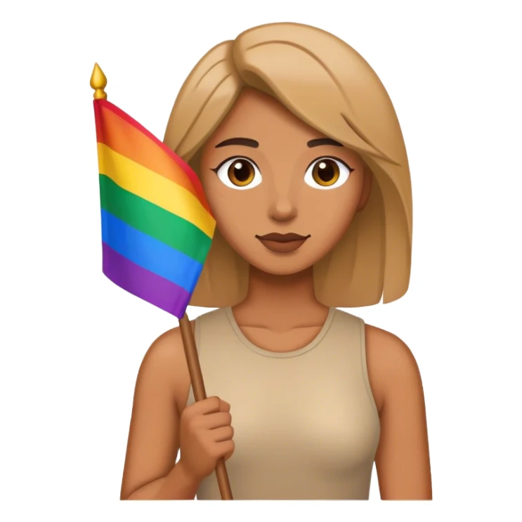 woman with lgbt flag sticker