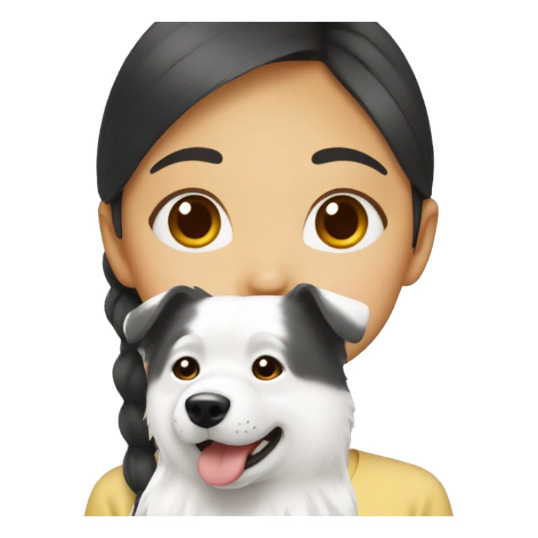 asian girl with Japanese spitz dog sticker