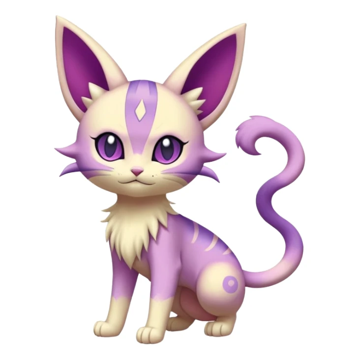 Espeon-Meowth-Skitty-Fakémon-hybrid-creature (full body)  sticker