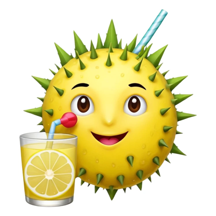 The cartoon Rosa roxburghii fruit then drinks lemon juice. sticker