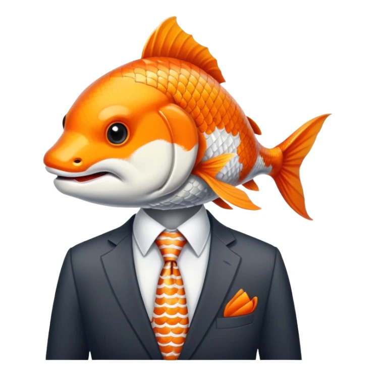koi fish wearing business suit sticker