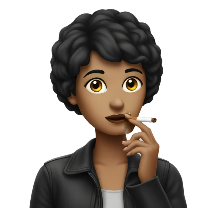 Dark haired girl smoking a cigarette  sticker