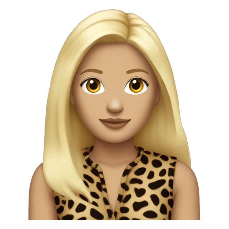 jumpsuit leopard print, blonde straight hair sticker