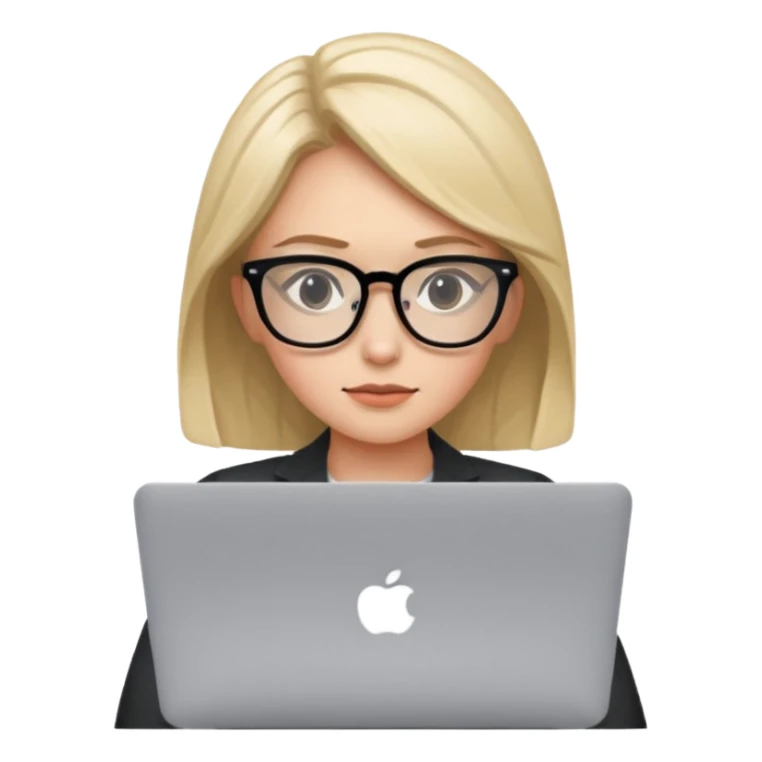 create emoji of her coding and looking at her macbook sticker