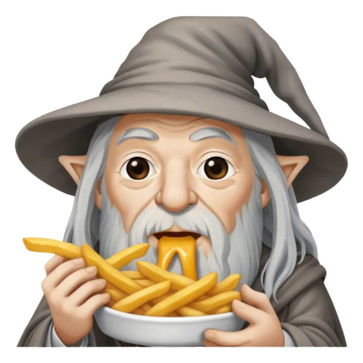 Gandalf eating fries sticker